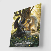 Angel Demon bovennatuurlijk helder ontwerp Vierkante Klok (Hoek)