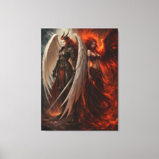 Angel & Demon – Embodiment of Duality Canvas Afdruk (Voorkant)