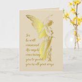 Angel denkt aan jou en Gezegde een gebed. Kaart (Gele Bloem)