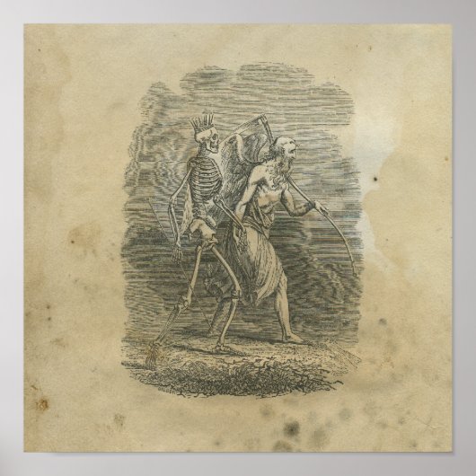 Angel des Doods met Skeleton Poster (Voorkant)