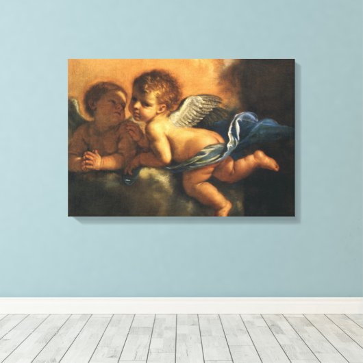 Angel detail, Patron Saints of Modena van Guercino Canvas Afdruk (Insitu (Houten vloer))