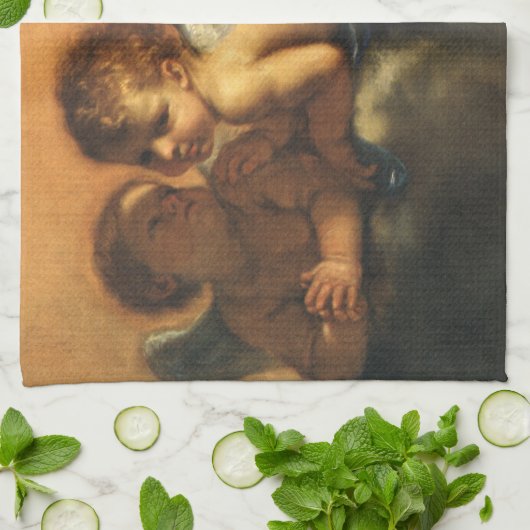 Angel detail, Patron Saints of Modena van Guercino Theedoek (Gevouwen)