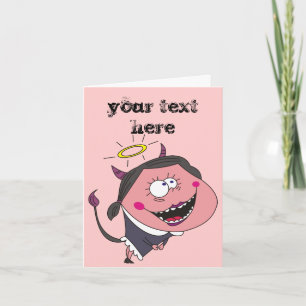 Angel Devil Girl Funny Persoonlijke Wenskaarten Kaart