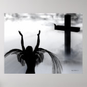 Angel die bidt tot de Christelijke Cross Art Print (Voorkant)