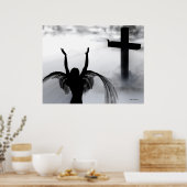 Angel die bidt tot de Christelijke Cross Art Print (Keuken)