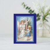 Angel die de boom decorteert briefkaart (Staand voorkant)