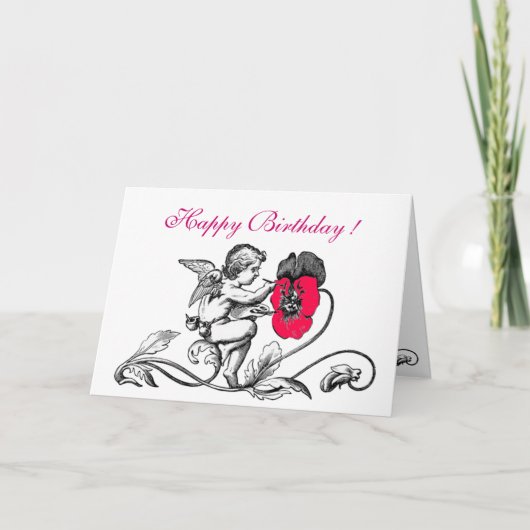 ANGEL DIE EEN PINKSTROOM BIRTHDAY BEKIJKT KAART (Voorkant)