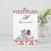 ANGEL DIE EEN RODE DAMASKMONOGRAM Goud BEDEKT Kaart (Staand voorkant)