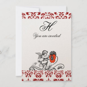 ANGEL DIE EEN RODE DAMASKMONOGRAM Goud BEDEKT Kaart