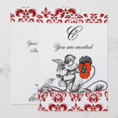 ANGEL DIE EEN RODE DAMASKMONOGRAM Pearl BETEKENT Kaart (Voorkant / Achterkant)