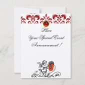 ANGEL DIE EEN RODE DAMASKMONOGRAM-vilt MET RODE ST Kaart (Achterkant)