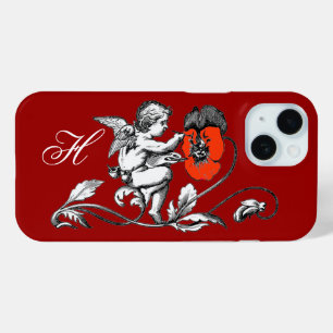 ANGEL DIE EEN RODE STROOM, MONOGRAM, Rood PAINEERT iPhone 15 Case