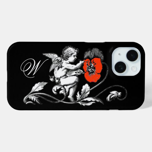 ANGEL DIE EEN RODE STROOM, MONOGRAM, zwart BEWEEGT Case-Mate iPhone Case (Achterkant (horizontaal))