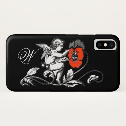 ANGEL DIE EEN RODE STROOM, MONOGRAM, zwart BEWEEGT Case-Mate iPhone Case (Achterkant (horizontaal))