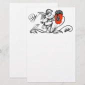 ANGEL DIE EEN RODE STROOMMONOGRAM BETEKENT BRIEFPAPIER (Voorkant / Achterkant)