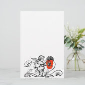 ANGEL DIE EEN RODE STROOMMONOGRAM BETEKENT BRIEFPAPIER (Staand voorkant)