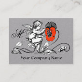 ANGEL DIE EEN RODE STROOMMONOGRAM Wit grijs BEKIJK Visitekaartje (Achterkant)