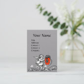 ANGEL DIE EEN RODE STROOMMONOGRAM Wit grijs BEKIJK Visitekaartje (Staand voorkant)