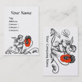 ANGEL DIE EEN RODE STROOMMONOGRAM Wit Pearl BEKIJK Visitekaartje (Voorkant / Achterkant)