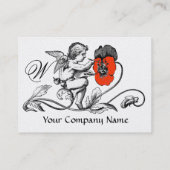 ANGEL DIE EEN RODE STROOMMONOGRAM Wit Pearl BEKIJK Visitekaartje (Achterkant)