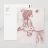 Angel die een ster wil - rood en wit briefkaart (Voorkant / Achterkant)