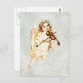 Angel die een Violin speelt op  achtergrond Briefkaart (Voorkant / Achterkant)