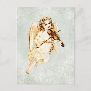 Angel die een Violin speelt op  achtergrond Briefkaart