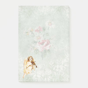 Angel die een Violin speelt op  achtergrond Post-it® Notes
