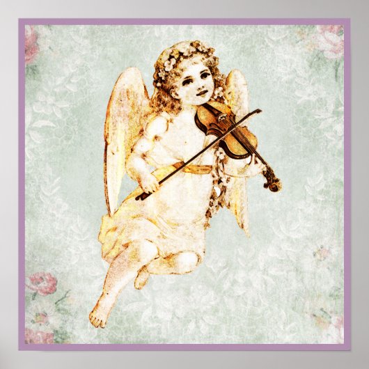 Angel die een Violin speelt op achtergrond Poster (Voorkant)