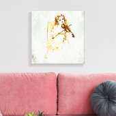 Angel die een Violin speelt op een Shabby-textuur Canvas Afdruk (Insitu (Woonkamer))