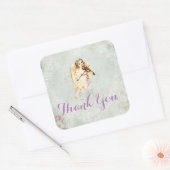 Angel die een viool speelt bedankt vierkante sticker (Envelop)