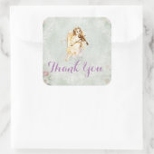 Angel die een viool speelt bedankt vierkante sticker (Tas)