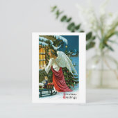 Angel die in het raam kijkt briefkaart (Staand voorkant)