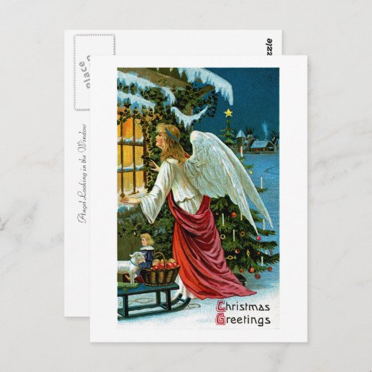 Angel die in het raam kijkt briefkaart (Voorkant / Achterkant)