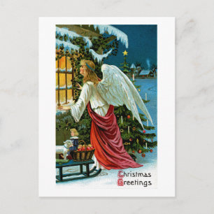 Angel die in het raam kijkt briefkaart