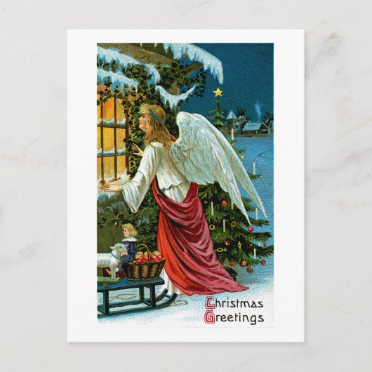 Angel die in het raam kijkt briefkaart (Voorkant)