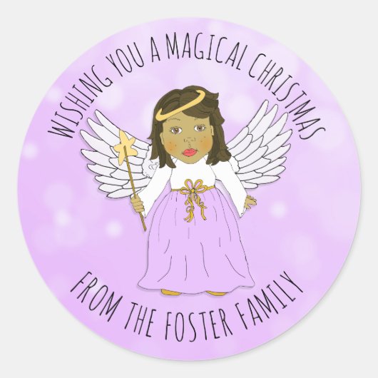  Angel die je een prettige kerst geeft Ronde Sticker (Voorkant)