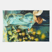 Angel die kerstboom decorteert theedoek (Horizontaal)