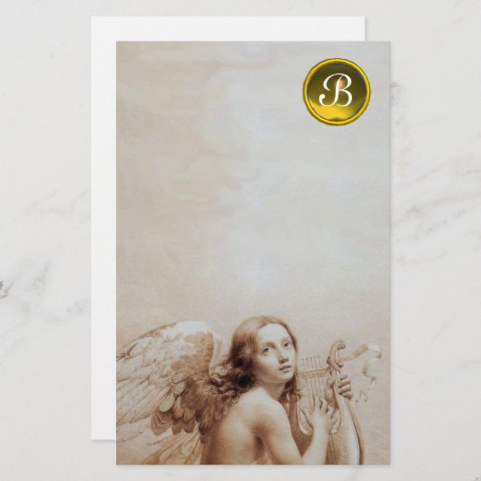 ANGEL DIE LYRA OVER DE KLEUTEN SPEELT , GEM MONOGR BRIEFPAPIER (Voorkant / Achterkant)