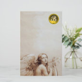 ANGEL DIE LYRA OVER DE KLEUTEN SPEELT , GEM MONOGR BRIEFPAPIER (Staand voorkant)