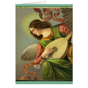 Angel die met mandolin schildert