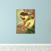 Angel die met mandolin schildert canvas afdruk (Insitu (Houten vloer))