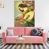 Angel die met mandolin schildert canvas afdruk (Insitu (Woonkamer))