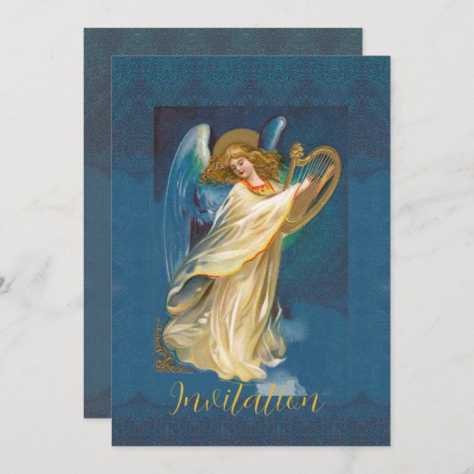 Angel die muziek speelt op een Harp (Voorkant / Achterkant)