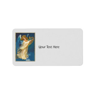 Angel die muziek speelt op een Harp Etiket