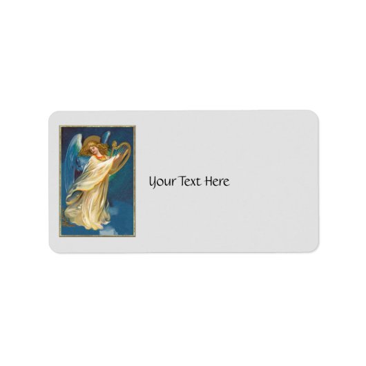 Angel die muziek speelt op een Harp Etiket (Voorkant)