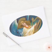 Angel die muziek speelt op een Harp Ovale Sticker (Envelop)