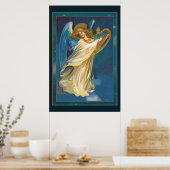 Angel die muziek speelt op een Harp Poster (Keuken)