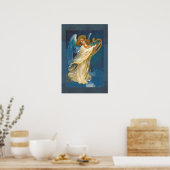 Angel die muziek speelt op een Harp Poster (Keuken)
