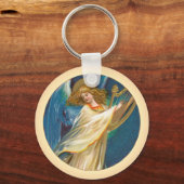 Angel die muziek speelt op een Harp Sleutelhanger (Voorkant)